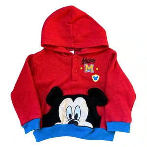 Vintage Kids Disney Baby Mickey Mouse Hooded Sweatshirt Hoodie Size 24 Months